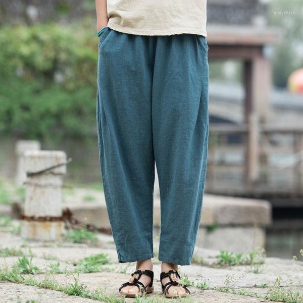 Активные брюки хлопковые льняные женщины йога в корейском стиле гарем хиппи Блумеры Бэггис.