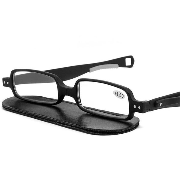 Sonnenbrille rotierende Klappelesbrille Männer Frauen Super-Thin-Rechteck Vollrang klassische 4 Farben mit Gehäuse 1 1,5 2 2,5 3 3.5 4sunglasses