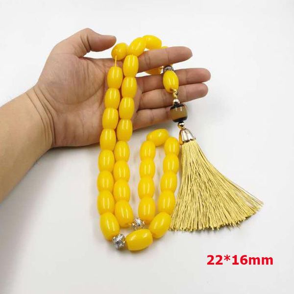 Браслеты большого размера из желтой смолы Tasbih 33 45 66 99 четки арабский модный браслет Кувейт мисбаха мужской ислам мусульманский подарок четки