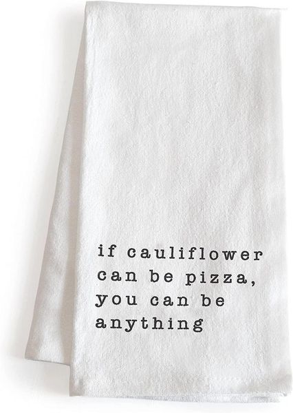 Tischsets „If Cauliflower Can Be Pizza“, lustiges Küchentuch mit Spruch, 45,7 x 61 cm