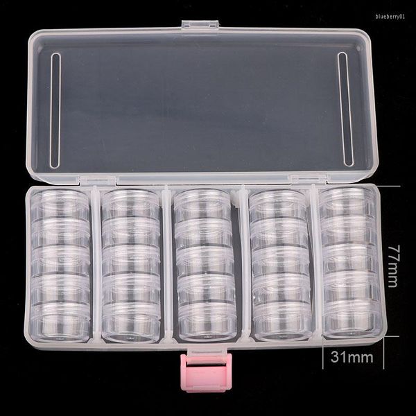 Nail Art Kits 1 Set 190 x 95 mm (mit 25 Stück kleiner Box) Transparente, leere Spitze, Glitzerboxen, Aufbewahrung, Strassetui, abnehmbar