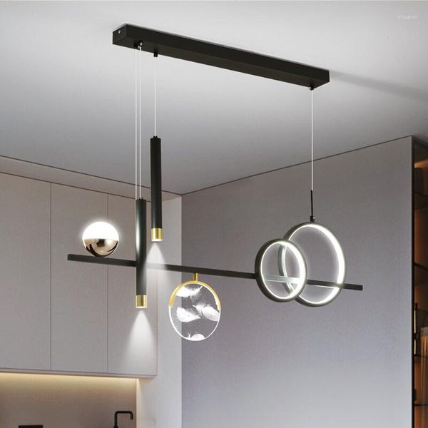 Lampade a sospensione Luci moderne a LED Piuma d'oro nordica per soggiorno Cucina Sala da pranzo Lampada a sospensione Lampadari Casa Lustri