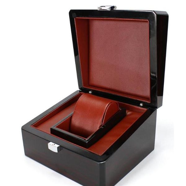 Caixa de madeira de luxo para certificado de relógio Top Gift Jewelry Brangelet Boxes Display Black Spray Paint Storage Caso de caixa de armazenamento 273U