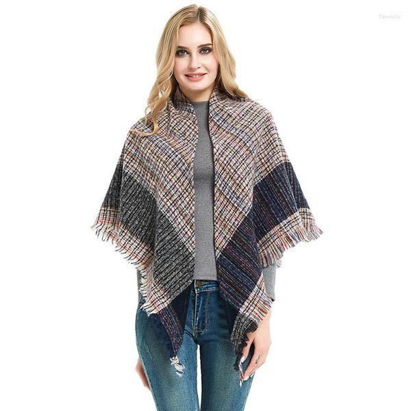 Sciarpe CHENKIO Coperta scozzese da donna Sciarpa invernale Calda e accogliente Tartan avvolgente Scialle oversize Triangolo e collo a scialle