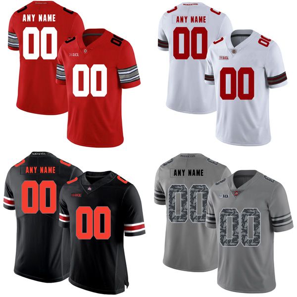 Custom Ohio State Buckeyes Jerseys Настройка Men College College Белый красный черный серый флаг США мода взрослые размеры американский футбол сшит