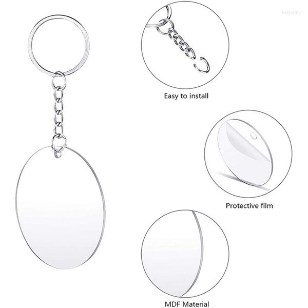 Chaves de chaves acrílico em branco para kit de vinil com anéis de cadeia -chave Projetos de artesanato DIY Supplies