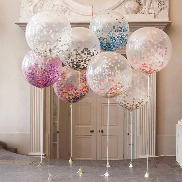 Party Dekoration 10 teile/los 12'' Glitter Konfetti Latex Ballons Romantische Hochzeit Baby Dusche Geburtstag Dekor Klare Luft