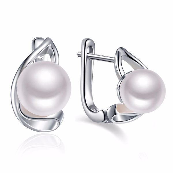 Huggie Sinya Mode Mond Design natürliche Perlen Ohrring in 925 reinem Sterling Silber für Frauen Mama Liebhaber Mädchen Hochzeit Markenschmuck Hot