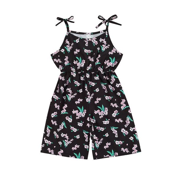 Overalls 2023 0-24M Sommer Boho Baby Mädchen Strampler Bandage Floral Print Ärmel O Neck Tunika Overall Overall breite Bein Hosen