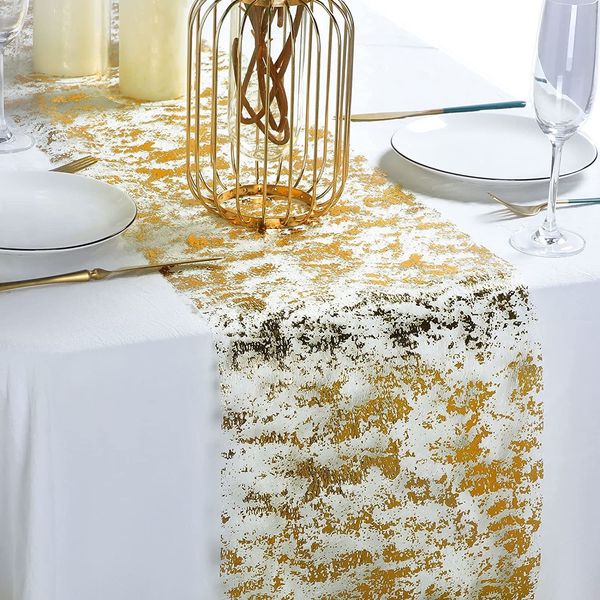 Стол -бегун Sparkle Metallic Gold Thin Runners Goldsilver Sequin Glitter Foil Foil Roll Roll Свадьба День Святого Валентина 230520