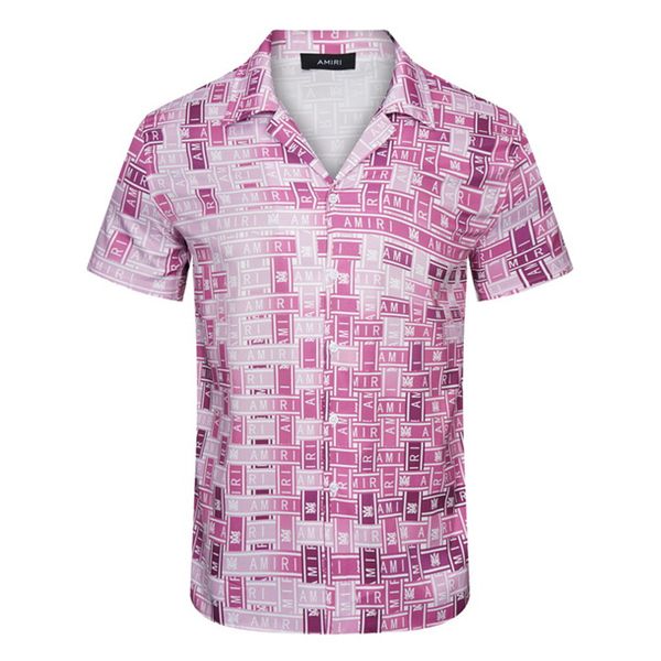 Abito da uomo di lusso di design Camicie Camicia di seta Abiti di lusso Manica corta lettera stampa clowers Colletto estivo casual da uomo colori misti Taglia M-3XL A05