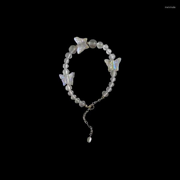 Acessórios da Strand Y2K Transparente Butterfly for Women Round Bead Bracelet Jóias de moda 2023 Presentes 90s