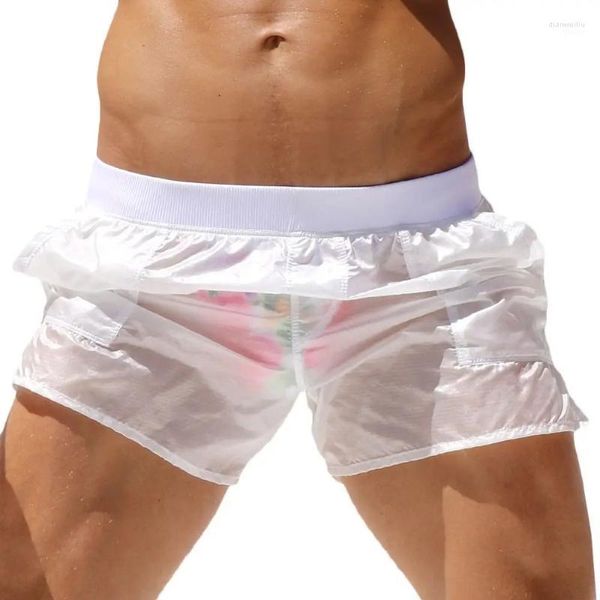 Männer Strand Board Shorts Sexy Transparent Atmungsaktiv Schnell trocknend Badehose Bademode Badeanzug Shorts1