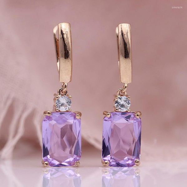 Brincos de luxo colorido de cristal roxo de luxo gemas de zircão noivado de casamento azul de casamento feminino jóias presente