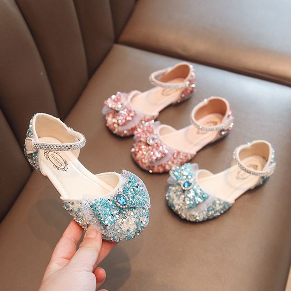 Yeni kızlar inci sandalet yaz güzel yay prenses ayakkabıları küçük kızlar sandalet çocuklar performans ayakkabıları