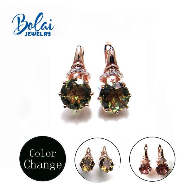 Orecchini Bolai Cambia colore Turchia zultanite Orecchini Claps rotondi 8,0 mm gioielli con pietre preziose create in argento sterling 925 per le donne, miglior regalo