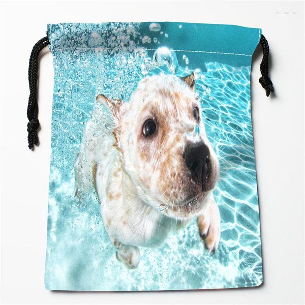 Depolama Çantaları Özel Sualtı Sevimli Hayvanlar Komik Köpek Drawstring Bag Organizatör Baskı Alınma Sıkıştırma Türü 18x22cm