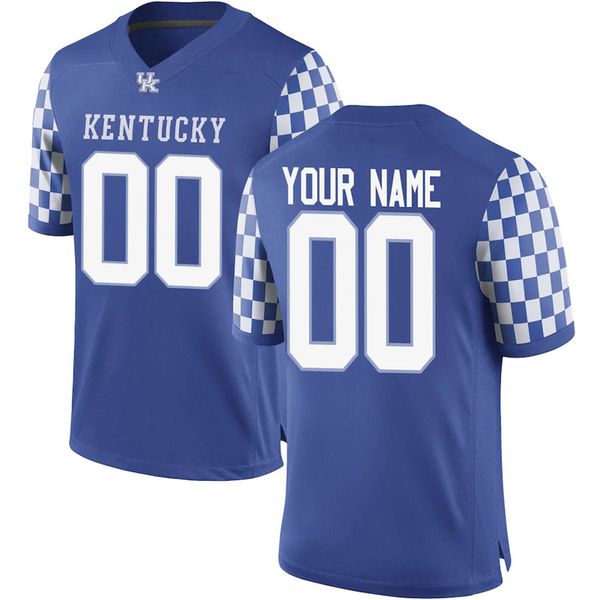 Пользовательские трикотажные изделия Kentucky Wildcats Настройка Men College White Black Blue Flag Flag Fash