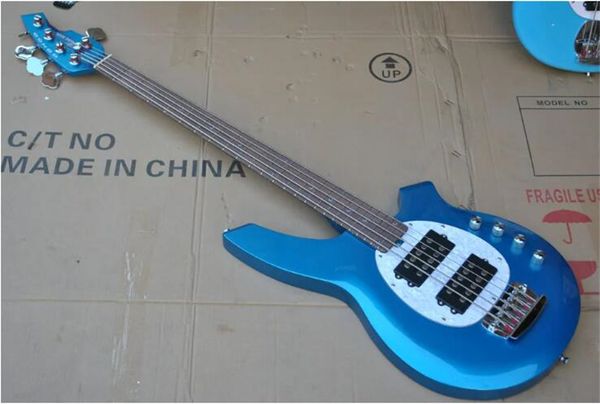 Bongo 5 Strings Music Man Elektro -Bass -Gitarre Blau Grün Orange Schwarzer weißer Musiker Ernie Ball Sting Ray 9V Batterie Active Pickups können angepasst werden. Andere Farben können angepasst werden