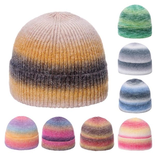 Berretti a sfera 2023 Moda Uomo Beanie Cappello lavorato a maglia invernale Donna Zucchetto Berretto da marinaio Polsini Retro Navy Short Tie Dye Unisex Autunno caldo