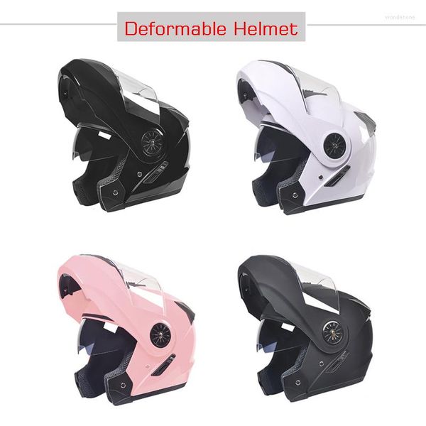 Motorradhelme, verformbar, Damen-Integralhelm, Herren-Halbhelm, Motocross-Motorrad, blendfreie Doppellinsen, Übergröße, Cascos