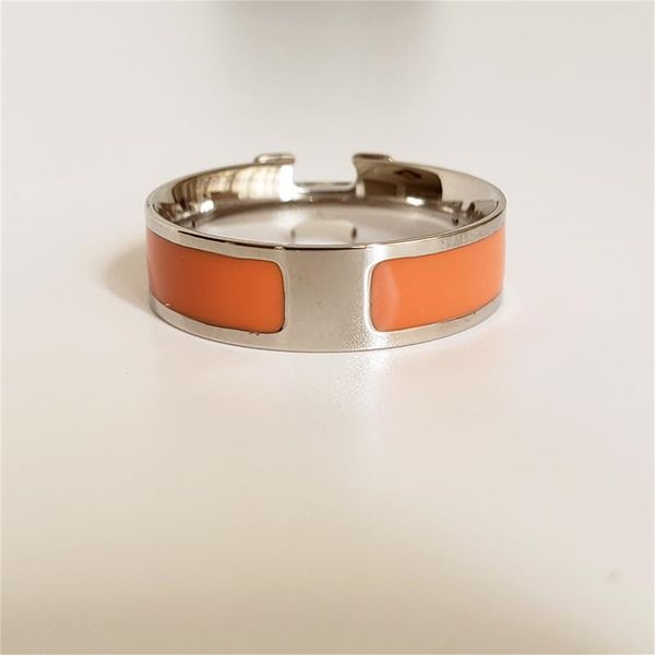 Anel de carta em ouro rosa 18K em aço titânio de design com anel de articulação de dedo indicador esmaltado feminino para casais