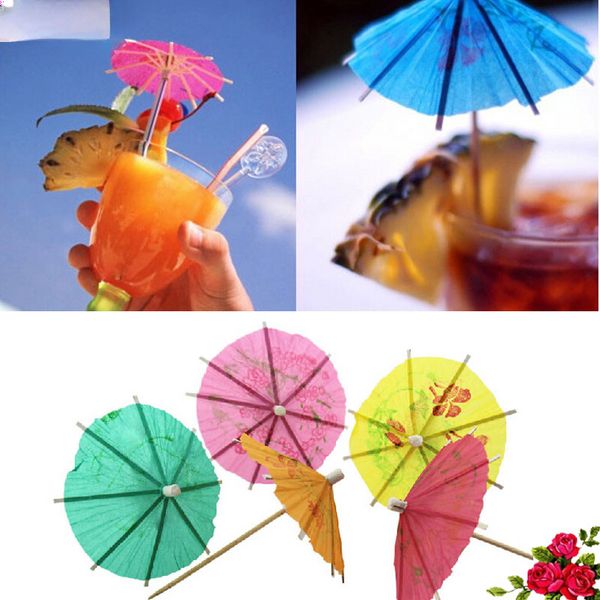 200pcs Creative Paper Umbrella Bolo Topper Picks Cocktail Parasols Drinks Picks Festas Favores de aniversário/decoração de casamento 5z