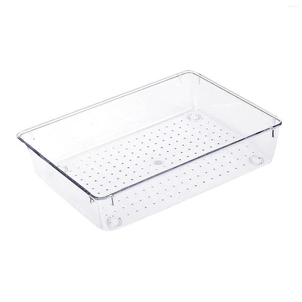 Caixas de armazenamento 4 tamanhos Divisores de gavetas de mesa Organizadores do organizador de plástico transparente para o quarto da cozinha