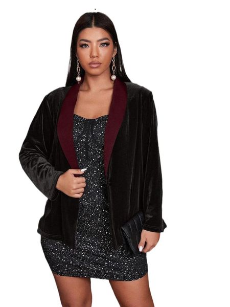 Oberbekleidung Damen Plus Size Mäntel Schalkragen Samt Blazer O2xo#Damen