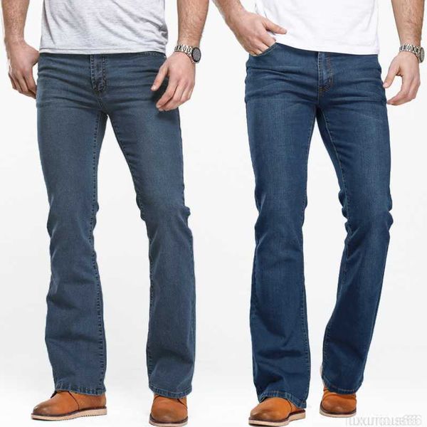 Herren-Shorts, Herren-Boot-Cut-Jeans, leicht ausgestellt, schmale Passform, blau-schwarze Hose, klassische Designer-Denim-Hose für Männer mit Stretch