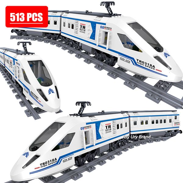 Bloqueia a manutenção técnica de trem de trem avançada Modelo City Rail Power Função trilhos de automóveis Construindo brinquedos para crianças MOC Expert 230520