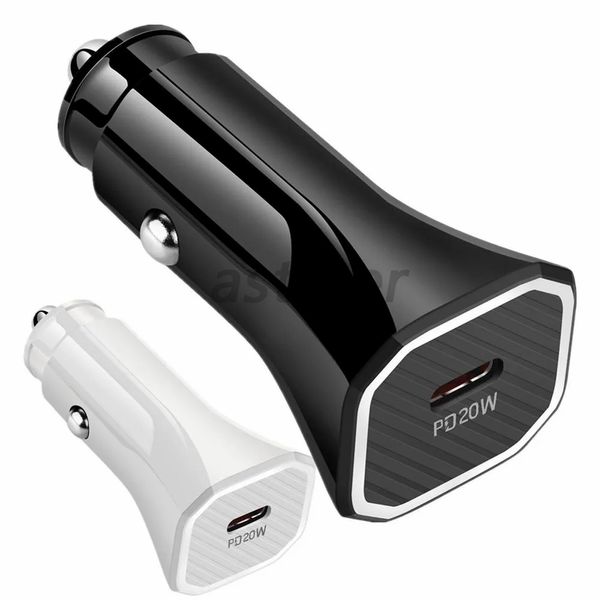 Универсальный тип C USB-C PD Car Charger 20W Адаптер питания для iPhone 14 13 12 11 7 8 Plus X XR Samsung Android Phone GPS