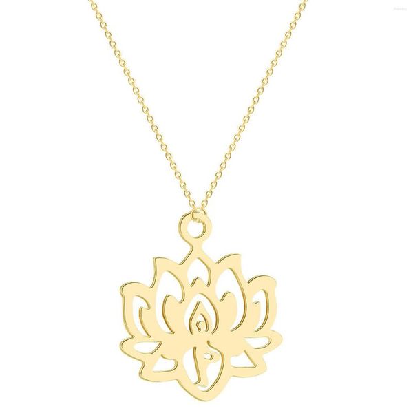 Anhänger Halsketten Chandler Yoga Lotus Frauen Edelstahl Choker KARMA Buddha Muslimischen Schmuck Bijoux Femme J0015