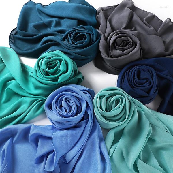 Schals 2023 Einfache Muslimische Blase Chiffon Hijab Plain Schal Frauen Schals Bandana Mädchen Stirnband Islamischen Femme Headwraps