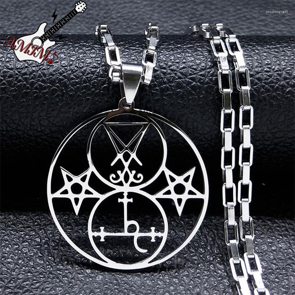 Collane con ciondolo Demon Side Of Lucifer Lilith Collana satanica Acciaio inossidabile Amuleto Talismano Gioielli Chaine Homme N2023S06