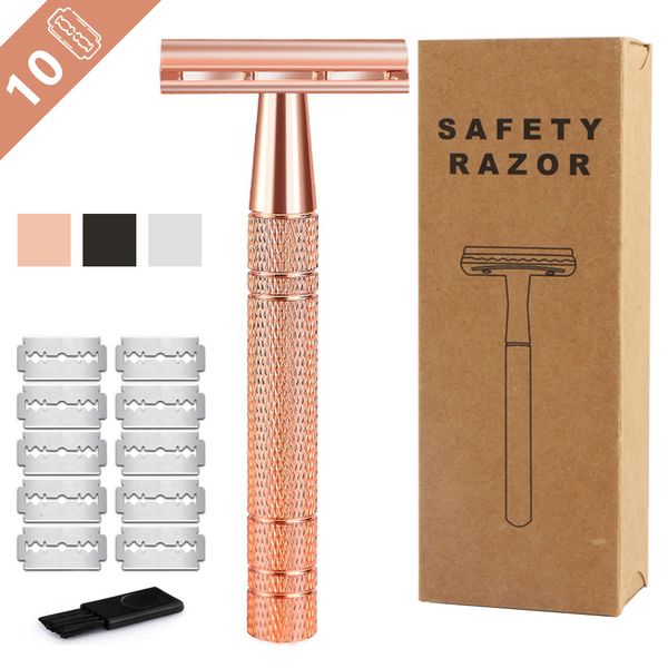 Электрические бритвы Haward Rose Gold Razor Classic Safety Double Edge Safety for Mens Braw Womens Удаление волос 10 Ручной бритвы 230520