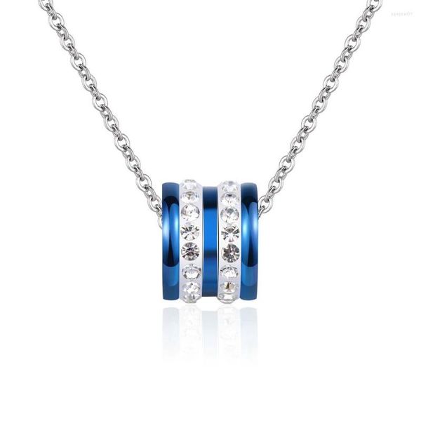Colares pendentes de titânio aço azul preto cor cz colar de cristal círculo jóias de moda jóias presente de natal