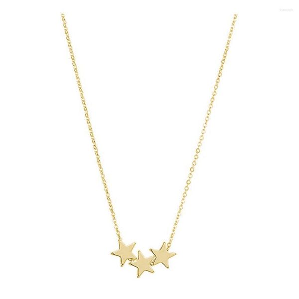 Catene Stella Collana Pentagramma Lady Clavicola Catena Semplice Ciondolo a tre stelle per le donne Accessori per gioielli Regalo