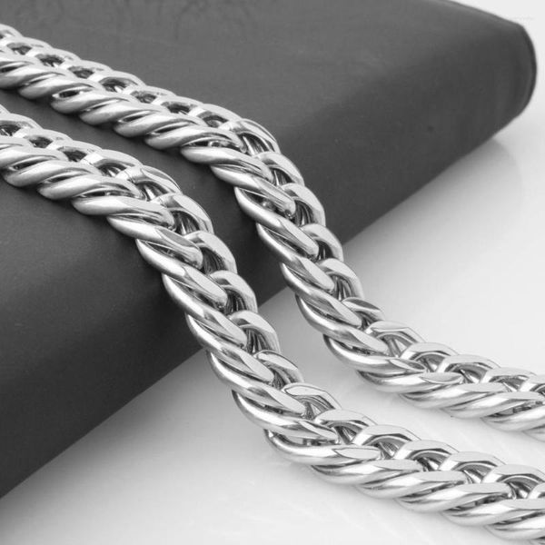 Correntes 7-40 polegadas 12mm chega cor prata em aço inoxidável duplo calcário cubano link Chain Colar Mens ou pulseira diária de desgaste diário