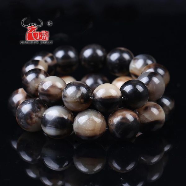 Pulseiras 22mm flor preta natural chifre de iaque seda sanguínea é contas de balde redondo corda de mão de alta qualidade pulseira de osso DIY.