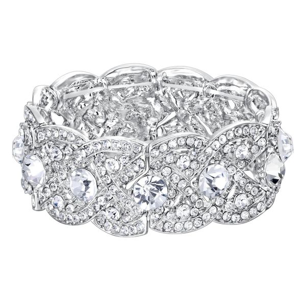 Браслет в стиле арт-деко, теннисный стрейч-браслет, свадебный браслет для невесты, подружки невесты, свадебная вечеринка, ювелирное изделие, подарок, женский браслет со льдом и кристаллами