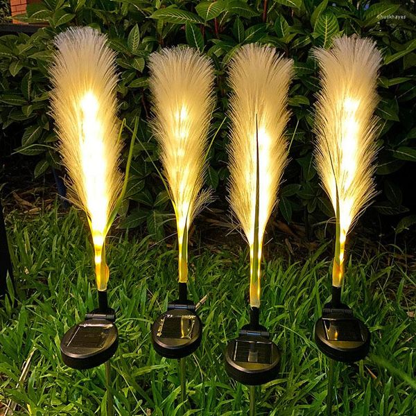 Outdoor Solar Reed Light Garden IP65 Impermeabile Fibra Simulazione Paesaggio Pathway Lampada per Patio Balcone Cortile Prato Anteriore