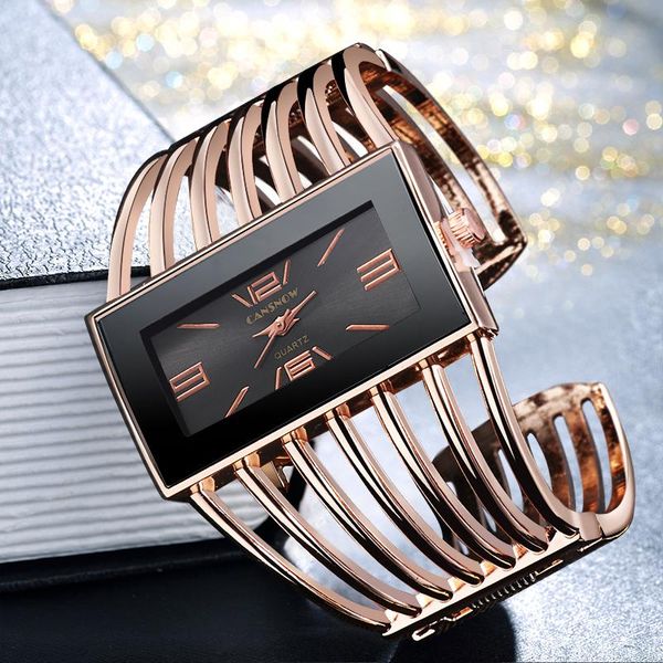 Начатые часы роскошные мода Женщины Смотреть розовое золото часы из нержавеющей стали прямоугольные диалсаати кварц -девочки с часами reloj mujerwristwatches