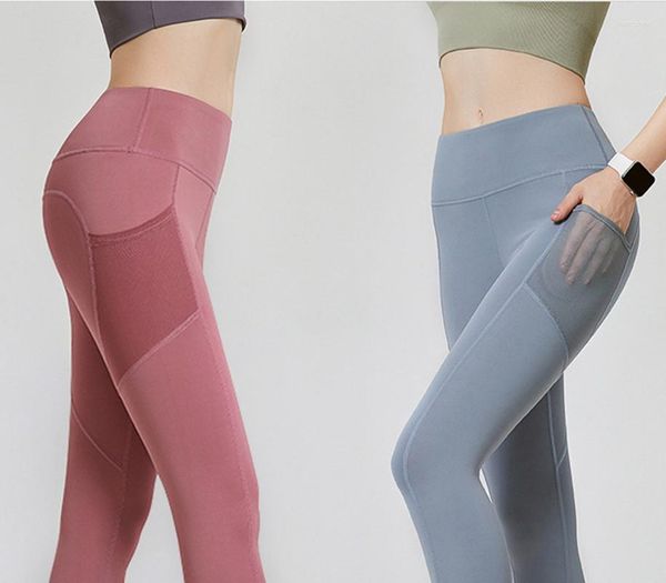 Pantaloncini attivi Abbigliamento donna 7 punti Pantaloni da yoga Palestra da donna Feminino Tasca in garza a rete Vita alta Fitness Leggings corti De Mujer