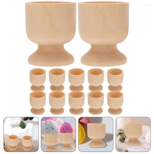 Set di stoviglie 12 pezzi Forniture per feste pasquali primaverili Portauova Frigorifero Pittura Tazza Giocattolo in legno per bambini