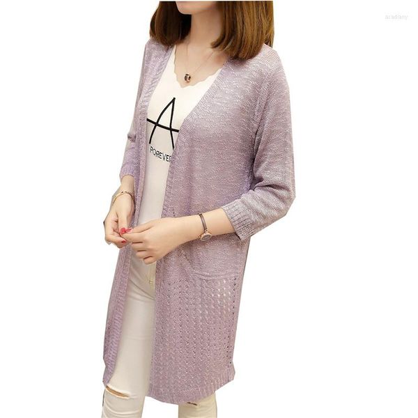 Frauenstrick 2023 Begrenzte Jumper-Cardigan-Feminin-Frauenpullover und 33-Sommer-Kleid im Ärmelpullover Loch sieben weiblich F1841