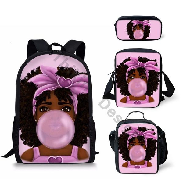 Borse da scuola THIKN Tema Borsa con stampa per ragazze africane con mini set/4 pezzi per zaino per ragazzi con motivo personalizzato per studenti