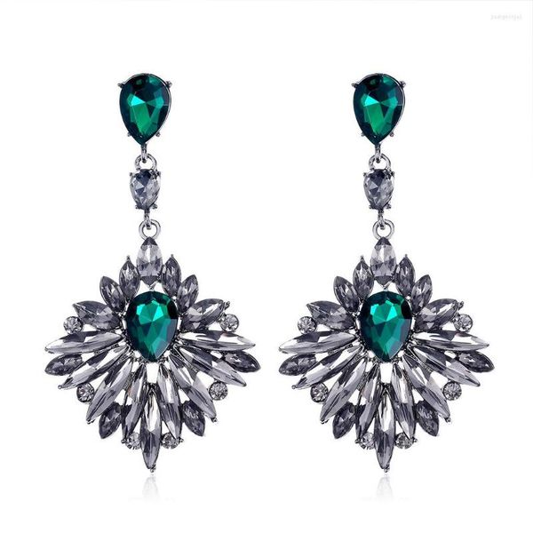 Hoop Ohrringe Weibliche Luxus Kristall Bieten Drop Vintage Silber Farbe Hochzeit Schmuck Blau Weiß Stein Für Frauen