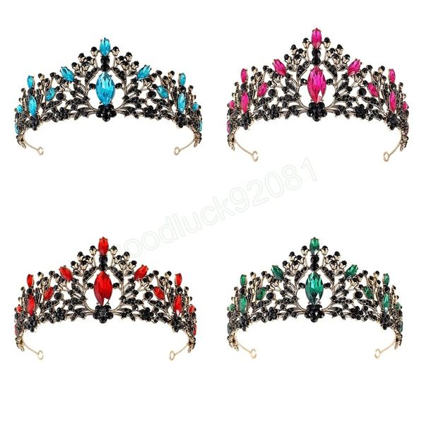 Fasce vintage Diademi di cristallo blu Corone Copricapo da sposa Copricapo da sposa Gioielli per capelli da sposa Strass