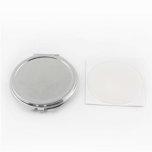 Specchi compatti Lo specchio personalizzato vuoto sottile favorisce il regalo promozionale di trucco argento rotondo in metallo 230520